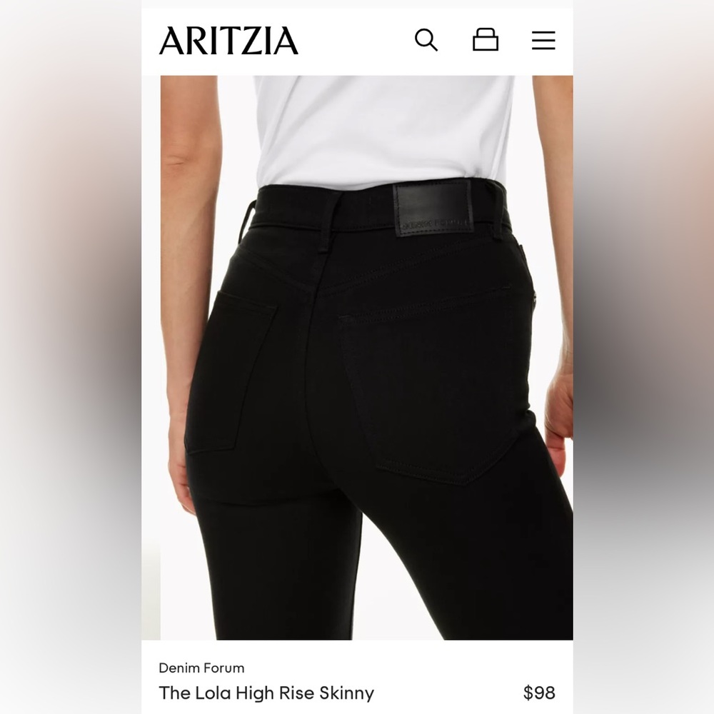 Aritzia- Denim Forum Lola Hi-Rise Skinny - Black size 26L/25